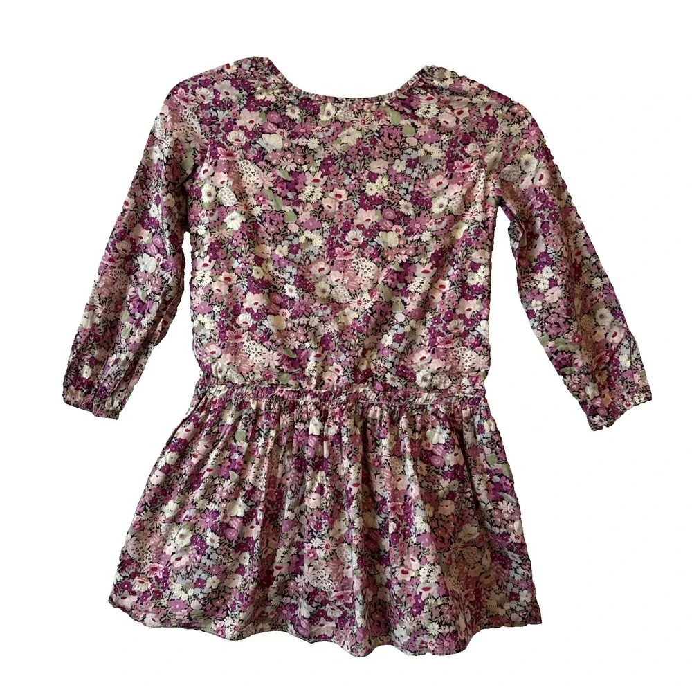 CZ by Carolina Zapf Pink Floral Bow‎ Drop Waist 100% Cotton Dress 6Y Cottagecore
